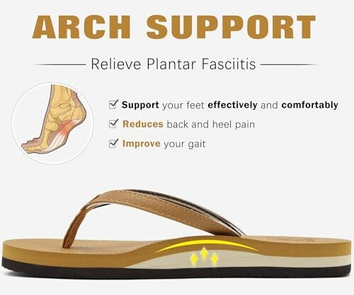 Sandals with arch support for plantar fasciitis relief.