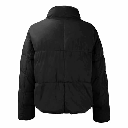 Back view of a black puffer jacket