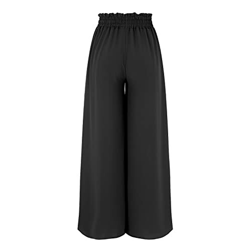 Black wide-leg palazzo pants with elastic waistband