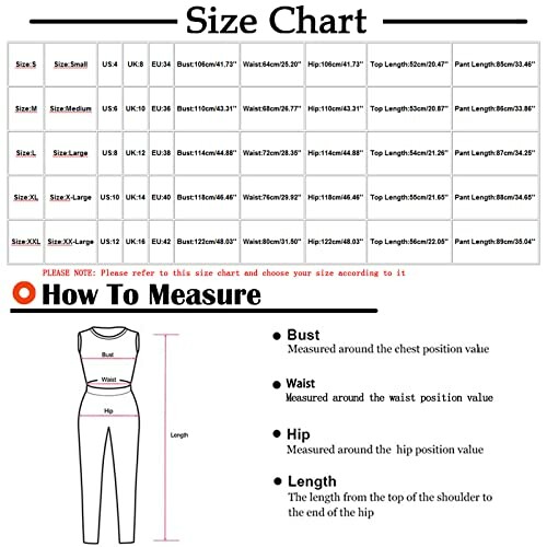 Clothing size chart with measurement guide.