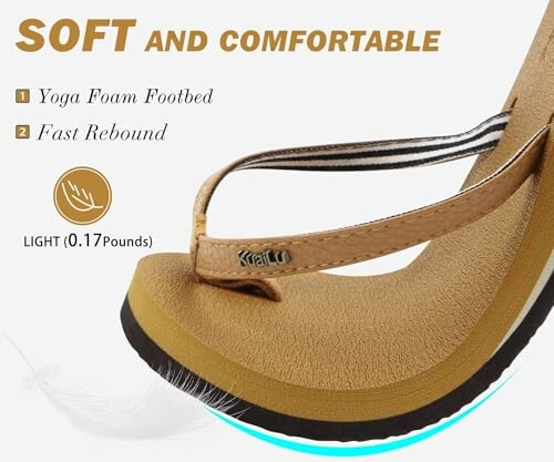 Comfortable sandal with yoga foam footbed and fast rebound.