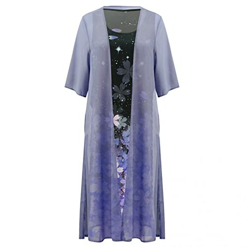 Purple dress with floral design and sheer overlay