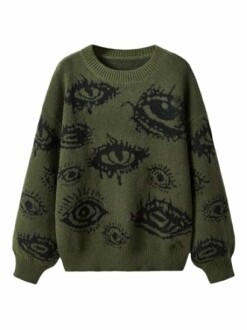 Floerns Grunge Punk Eye Print Top