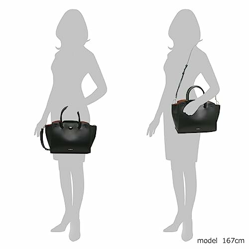 Silhouette of a person holding a handbag.