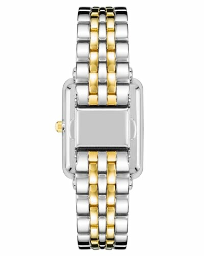 Two-tone silver and gold Anne Klein Women's Glitter Accented Bracelet Watch with a rectangular face
