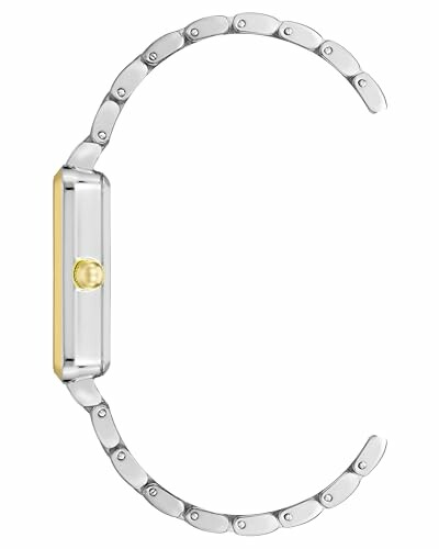 Side view of Anne Klein Women's Glitter Accented Bracelet Watch with silver and gold accents