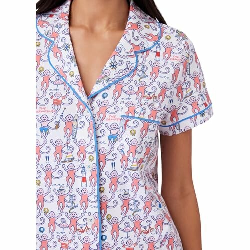 Colorful monkey pattern pajama top