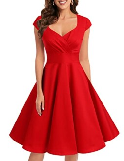 1950s Vintage Rockabilly A-line Swing Cocktail Party Pleated Dress