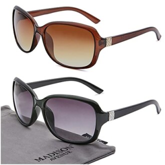 Two pairs of sunglasses with a case.