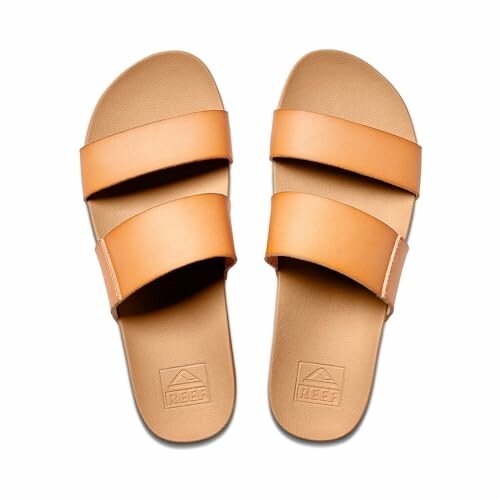 Tan leather sandals with two straps