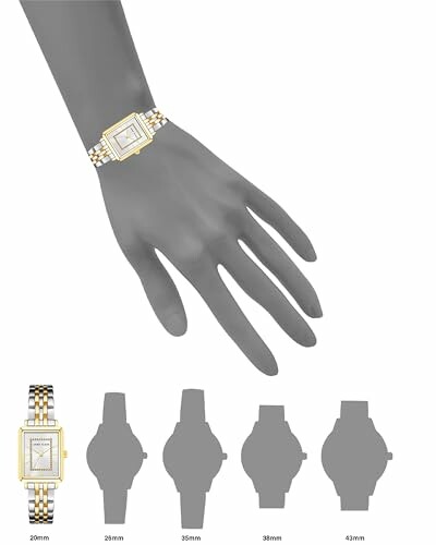 Wrist with Anne Klein Women's Glitter Accented Bracelet Watch, showing size comparisons